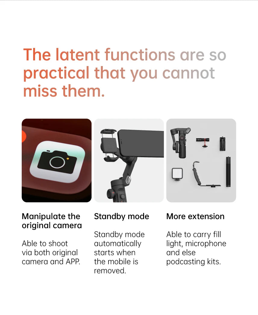 AOCHUAN Smart XE 3-Axis Handheld Gimbal Stabilizer for Smartphone iPhone/Android Face Tracking Tiktok Vlog Live Streaming