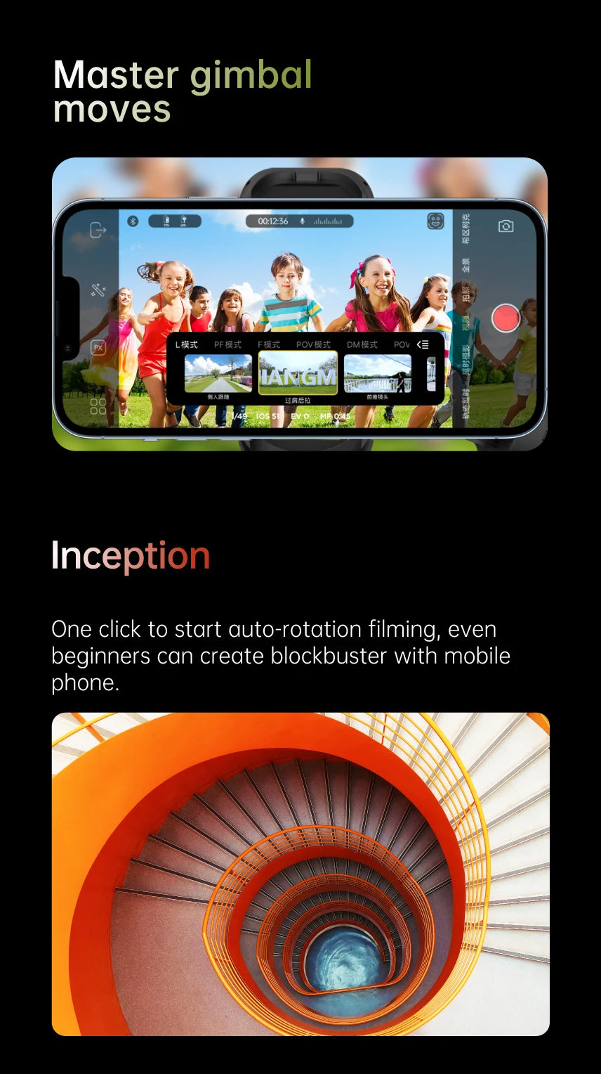 AOCHUAN Smart XE 3-Axis Handheld Gimbal Stabilizer for Smartphone iPhone/Android Face Tracking Tiktok Vlog Live Streaming