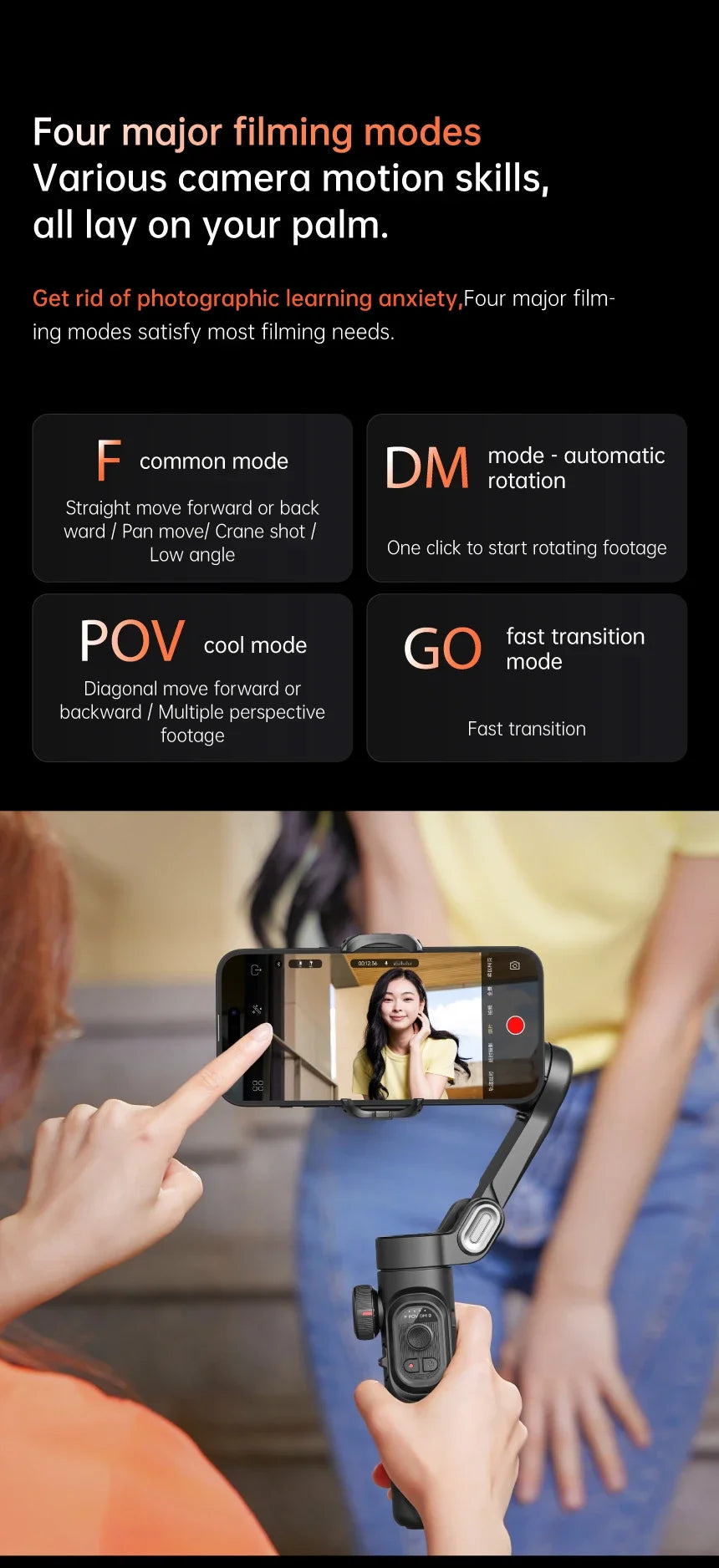 AOCHUAN Smart XE 3-Axis Handheld Gimbal Stabilizer for Smartphone iPhone/Android Face Tracking Tiktok Vlog Live Streaming