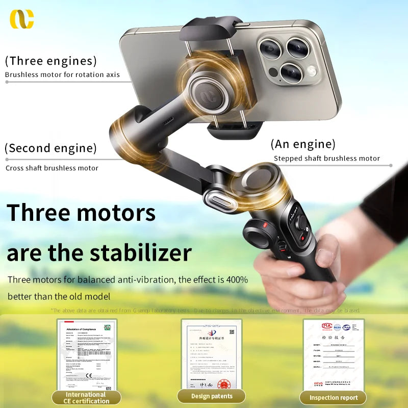 AOCHUAN Smart XE 3-Axis Handheld Gimbal Stabilizer for Smartphone iPhone/Android Face Tracking Tiktok Vlog Live Streaming
