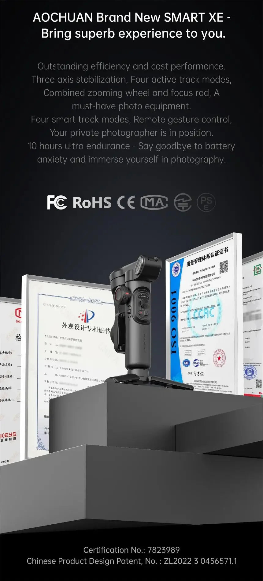 AOCHUAN Smart XE 3-Axis Handheld Gimbal Stabilizer for Smartphone iPhone/Android Face Tracking Tiktok Vlog Live Streaming